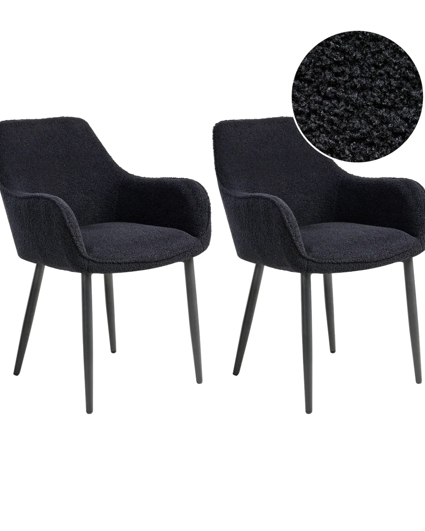 Set di 2 sedie da pranzo ALDEN Bouclé Nero