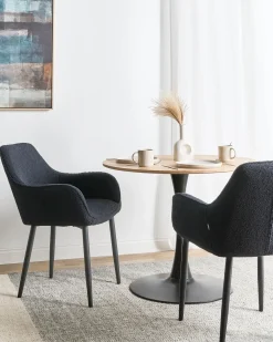 Set di 2 sedie da pranzo ALDEN Bouclé Nero