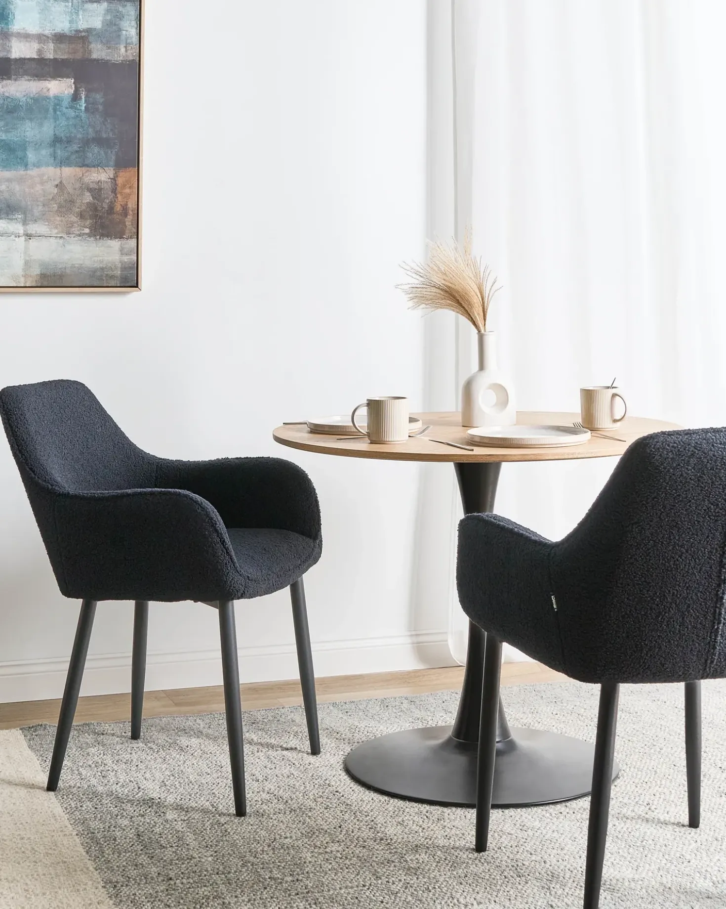 Set di 2 sedie da pranzo ALDEN Bouclé Nero