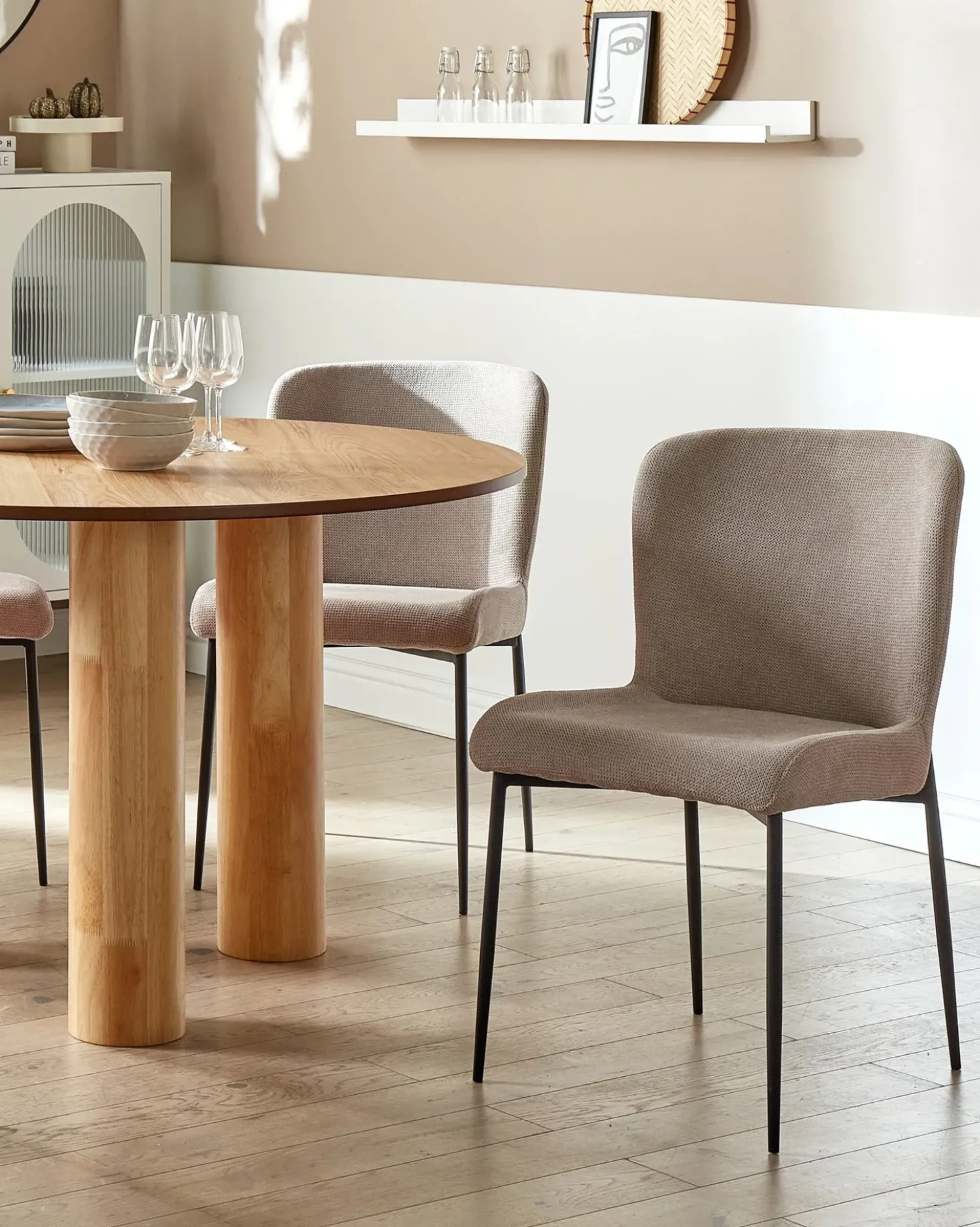 Set di 2 sedie da pranzo ADA Tessuto Tortora