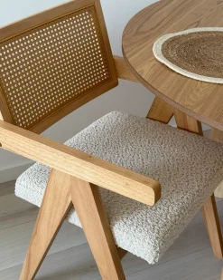 Set di 2 sedie da pranzo AVA Legno Marrone chiaro/Beige