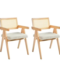 Set di 2 sedie da pranzo AVA Legno Marrone chiaro/Beige