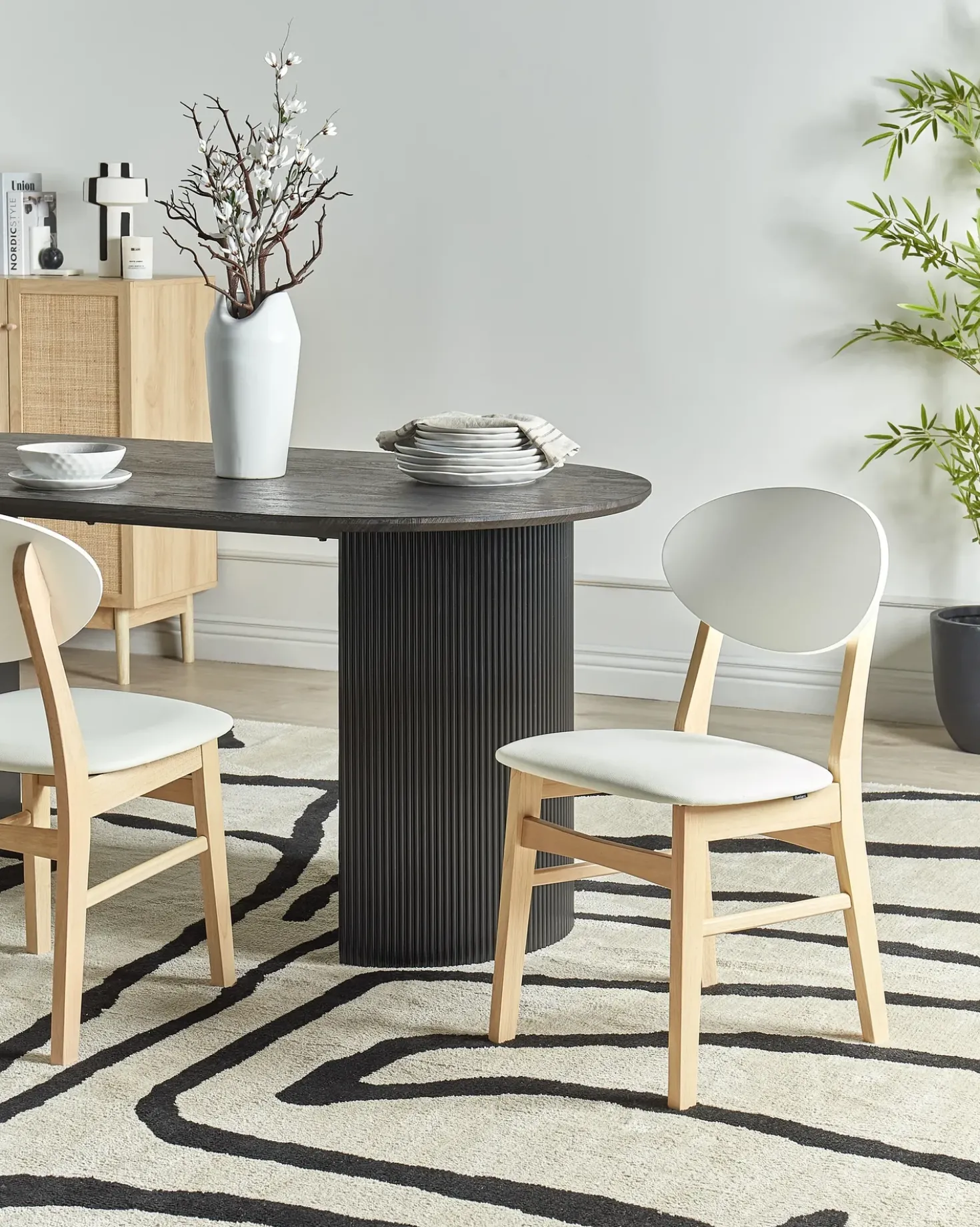 Set di 2 sedie da pranzo AMERY Legno Bianco sporco/Marrone chiaro