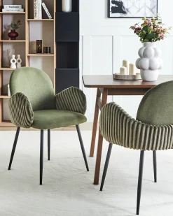 Set di 2 sedie da pranzo AMITY Tessuto Verde