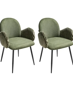 Set di 2 sedie da pranzo AMITY Tessuto Verde