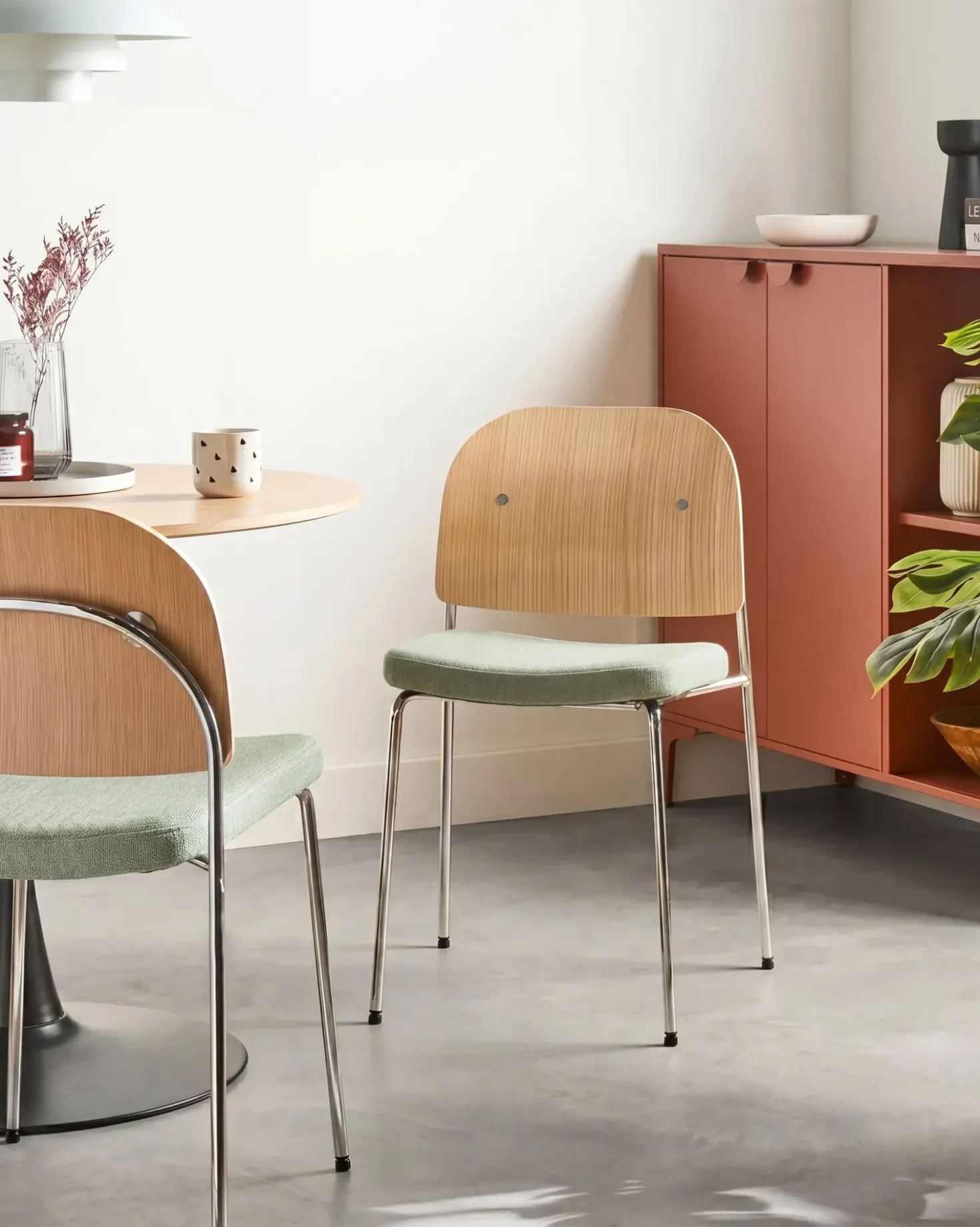 Set di 2 sedie da pranzo ASHCROFT Metallo Verde/Marrone chiaro