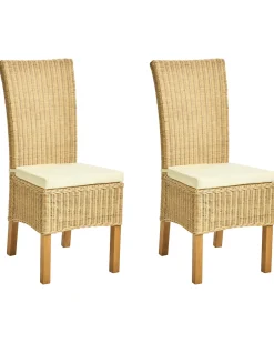 Set di 2 sedie da pranzo ANDES Rattan Naturale
