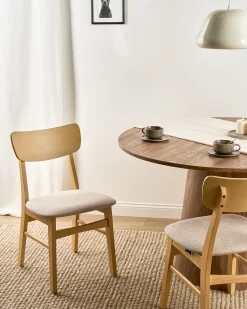 Set di 2 sedie da pranzo ANOKA Legno Marrone chiaro/Beige