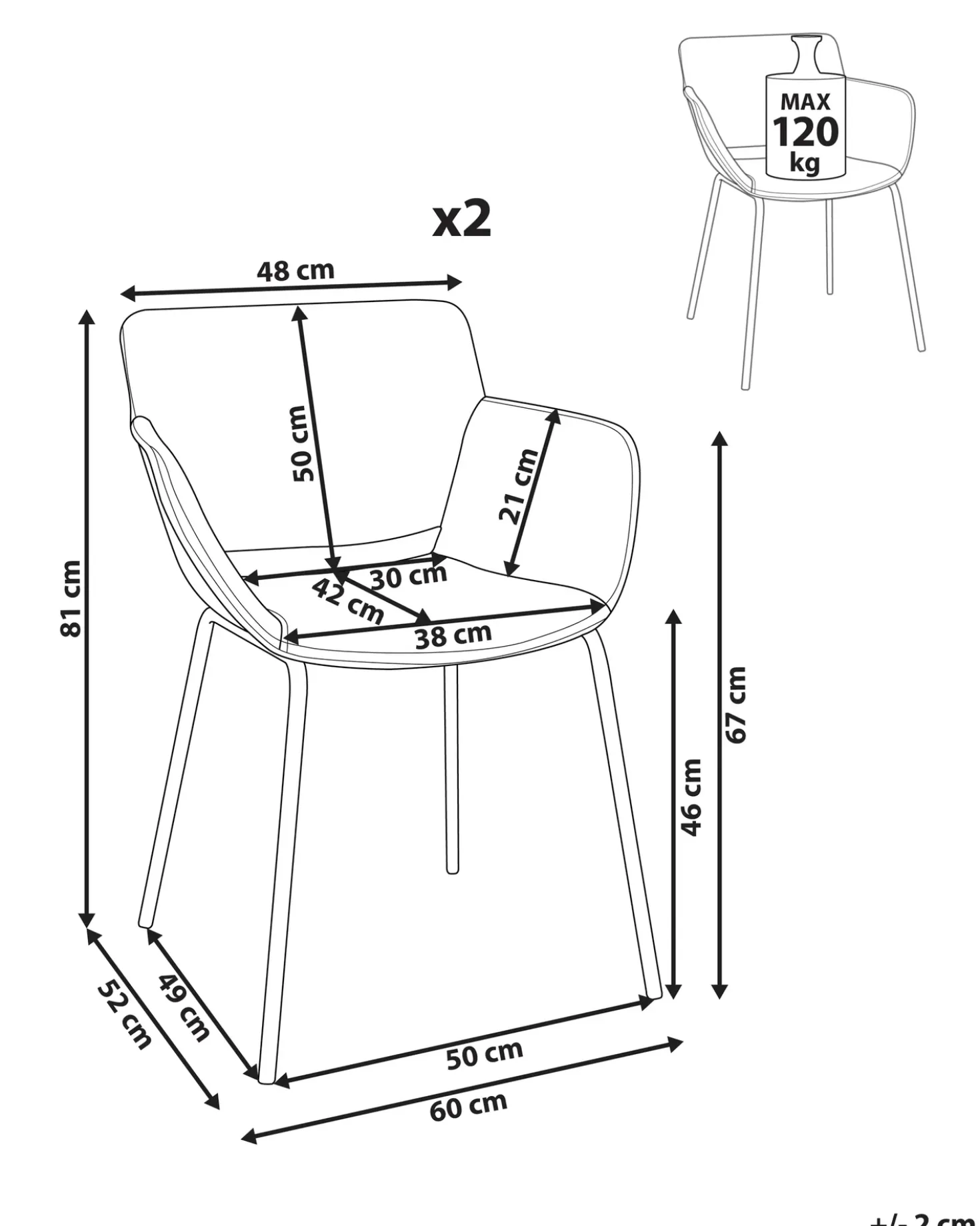 Set di 2 sedie da pranzo AXTEL Tessuto Grigio chiaro