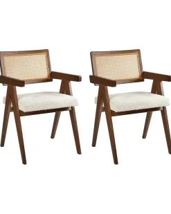 Set di 2 sedie da pranzo AVA Legno Marrone/Beige chiaro