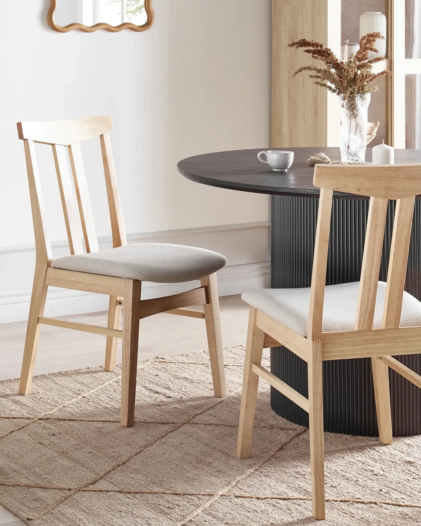 Set di 2 sedie da pranzo AVALON Legno Beige chiaro