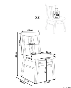 Set di 2 sedie da pranzo AVALON Legno Beige chiaro
