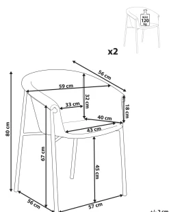 Set di 2 sedie da pranzo AMES Tessuto Grigio chiaro
