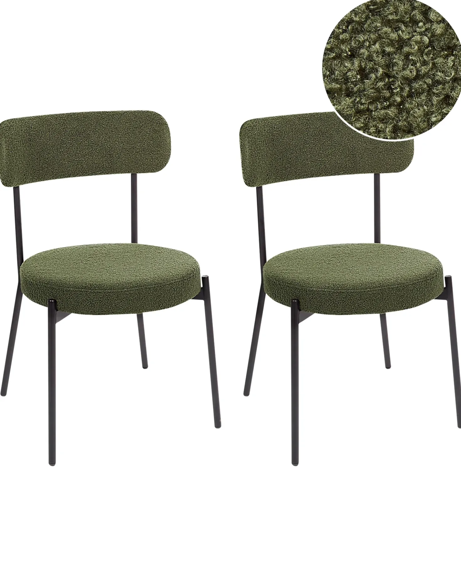 Set di 2 sedie da pranzo ALLISON Bouclé Verde scuro