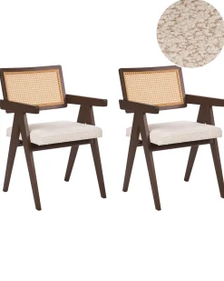 Set di 2 sedie da pranzo AVA Legno Marrone scuro/Beige chiaro