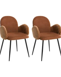 Set di 2 sedie da pranzo AMITY Tessuto Marrone