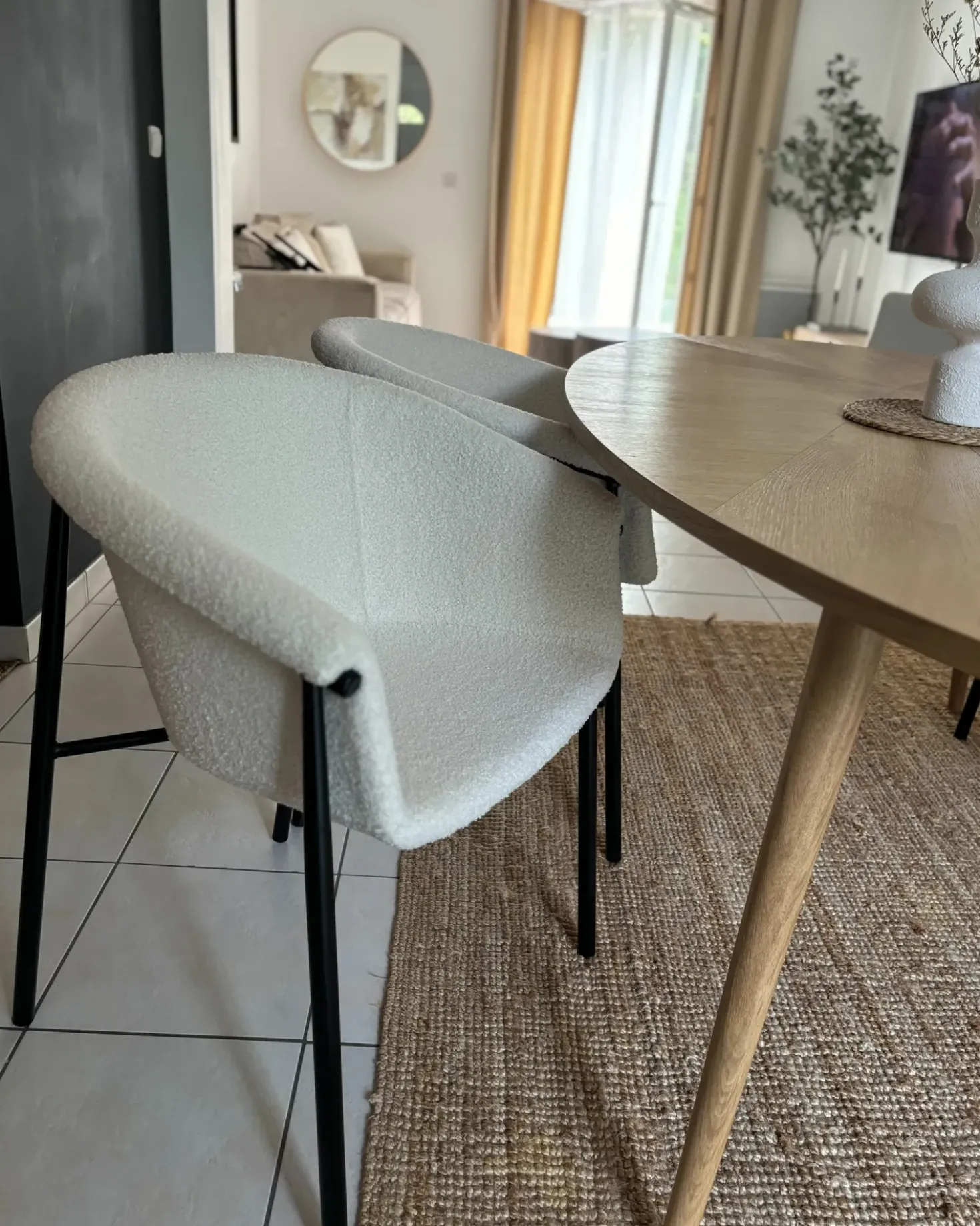 Set di 2 sedie da pranzo AMES Bouclé Bianco sporco
