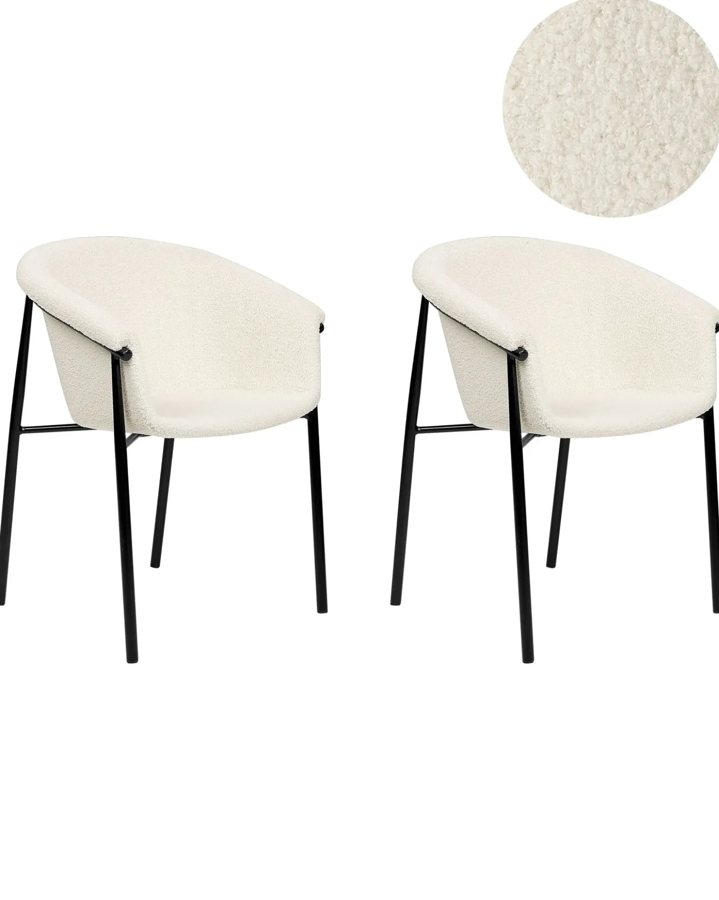 Set di 2 sedie da pranzo AMES Bouclé Bianco sporco