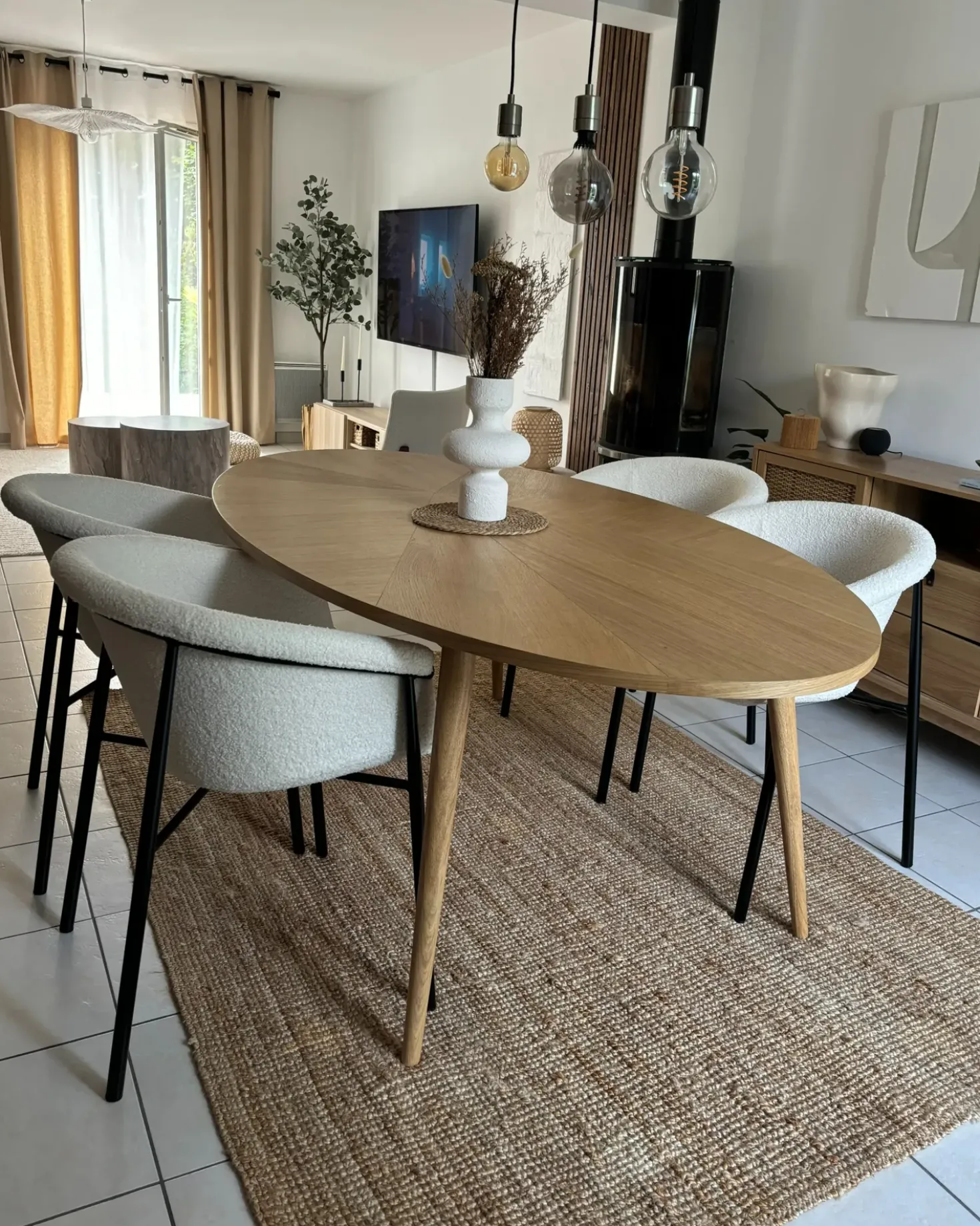 Set di 2 sedie da pranzo AMES Bouclé Bianco sporco