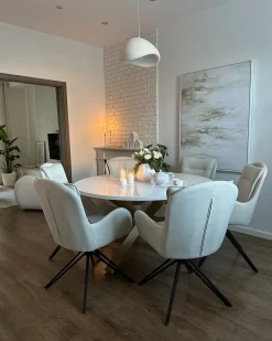 Set di 2 sedie da pranzo AVELAR Tessuto Beige chiaro