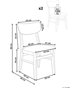Set di 2 sedie da pranzo ANOKA Legno Marrone scuro/Beige