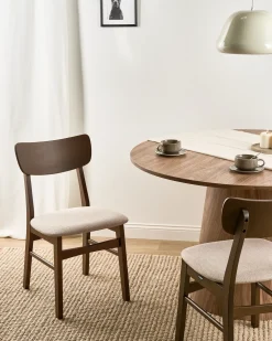 Set di 2 sedie da pranzo ANOKA Legno Marrone scuro/Beige