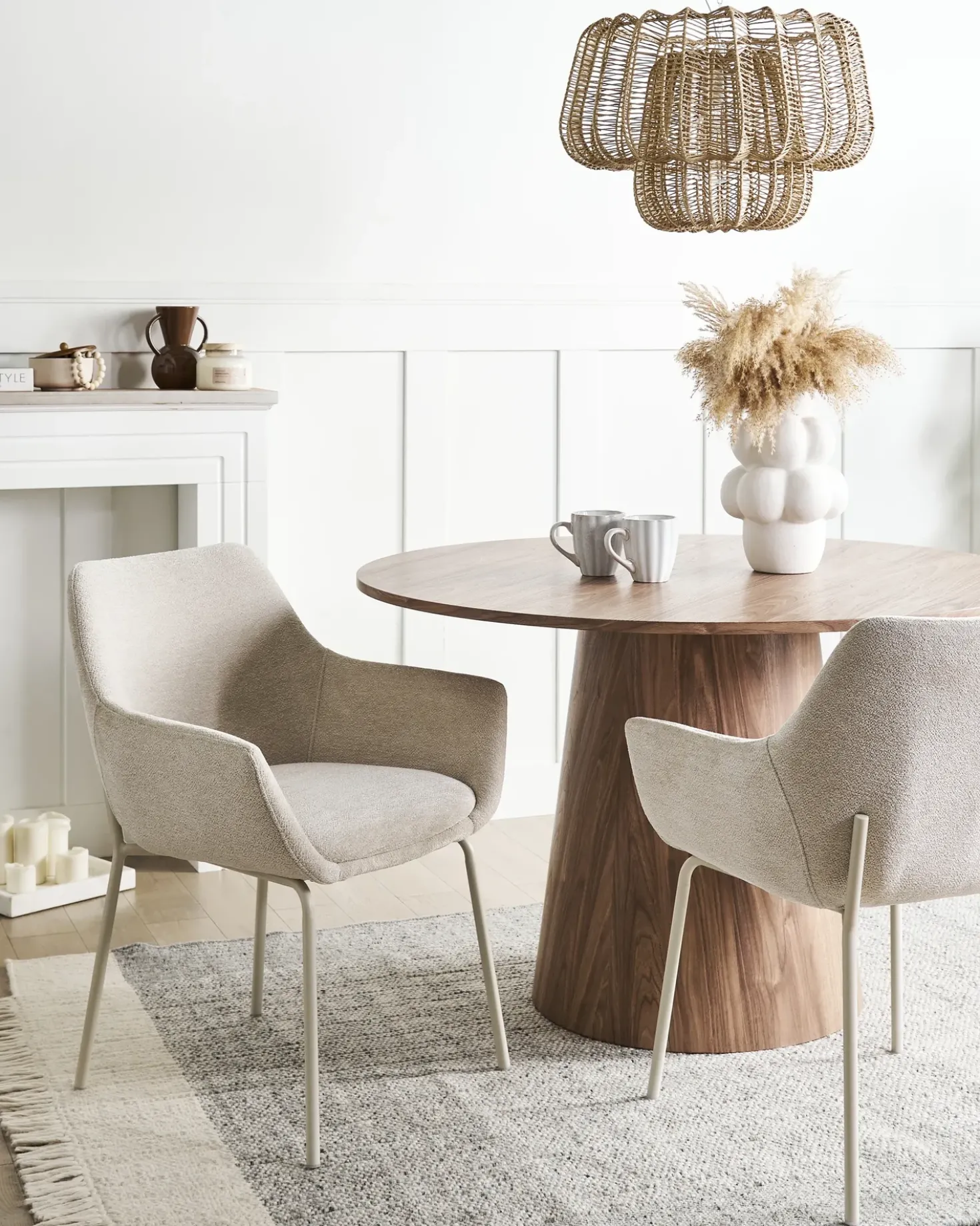 Set di 2 sedie da pranzo BOWDON Ciniglia Beige chiaro