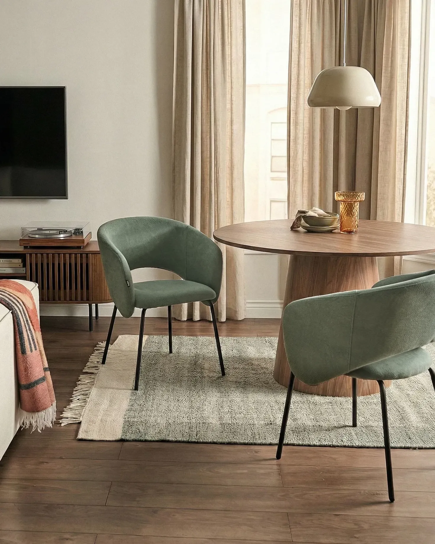Set di 2 sedie da pranzo BLAKELY Tessuto Verde chiaro