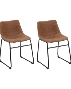 Set di 2 sedie da pranzo BATAVIA Tessuto Marrone dorato