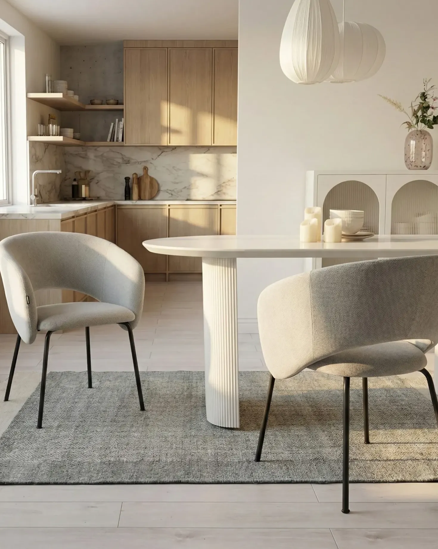 Set di 2 sedie da pranzo BLAKELY Tessuto Bianco sporco