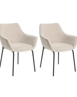 Set di 2 sedie da pranzo BOWDON Ciniglia Beige chiaro