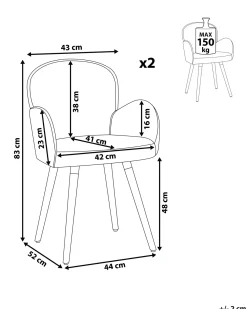 Set di 2 sedie da pranzo BROOKVILLE Tessuto Grigio chiaro