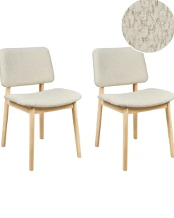 Set di 2 sedie da pranzo BLANE Bouclé Marrone chiaro/Bianco