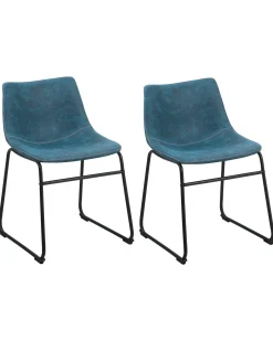Set di 2 sedie da pranzo BATAVIA Tessuto Blu oltremare