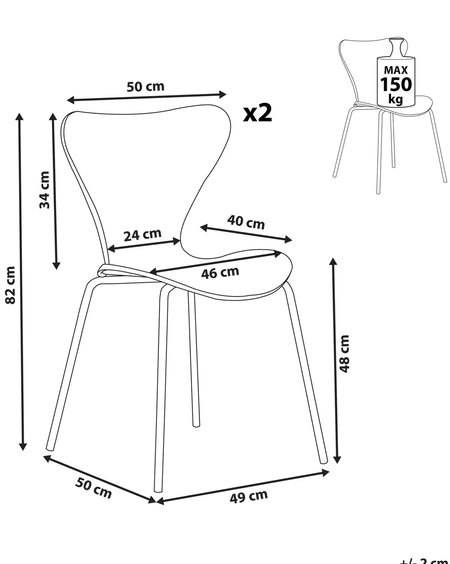 Set di 2 sedie da pranzo BOONVILLE Velluto Nero