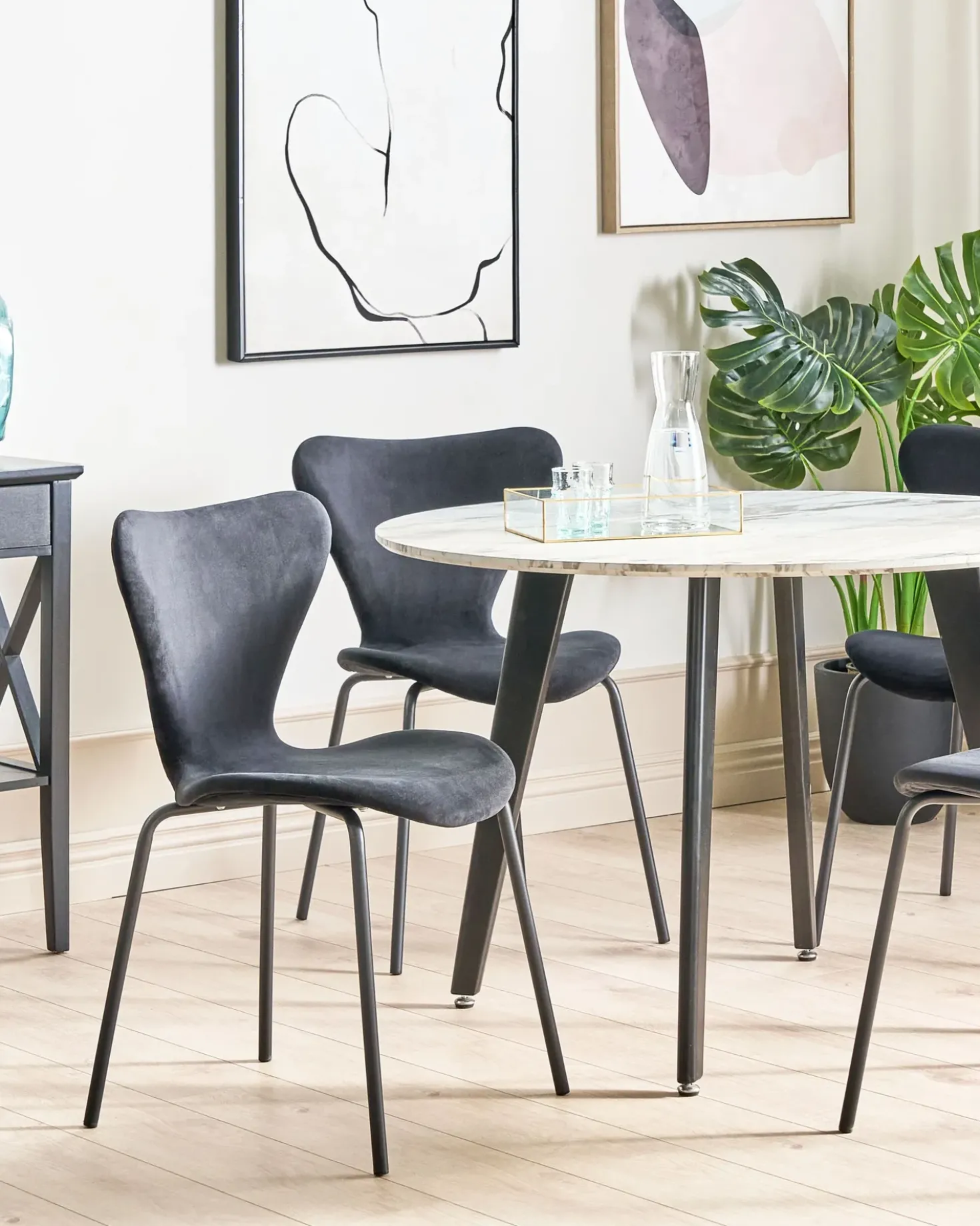 Set di 2 sedie da pranzo BOONVILLE Velluto Nero