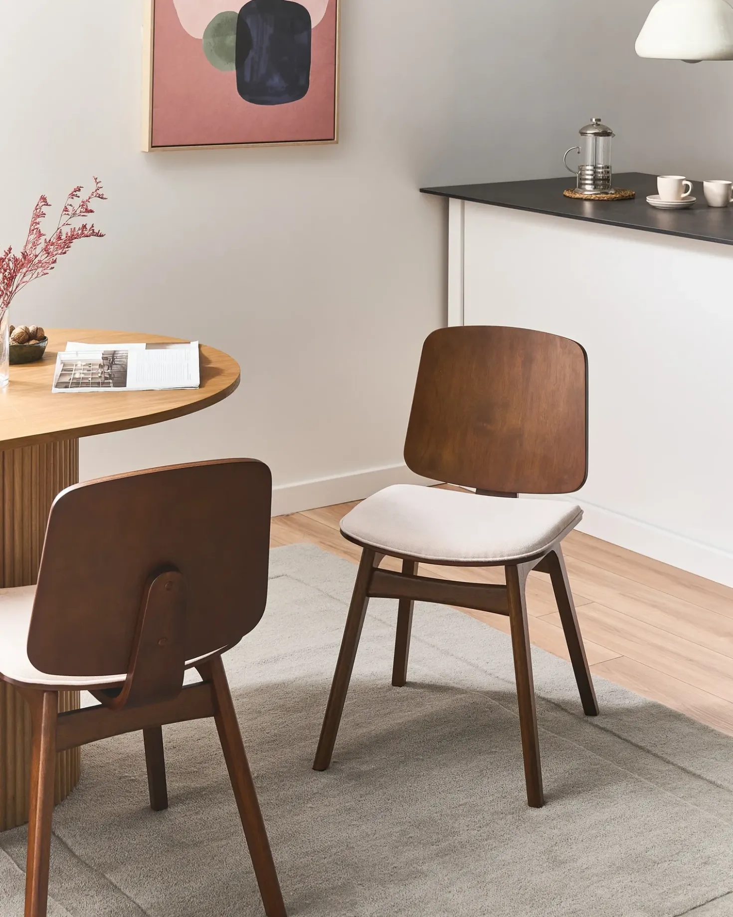Set di 2 sedie da pranzo CHARLESTON Legno Marrone/Beige chiaro