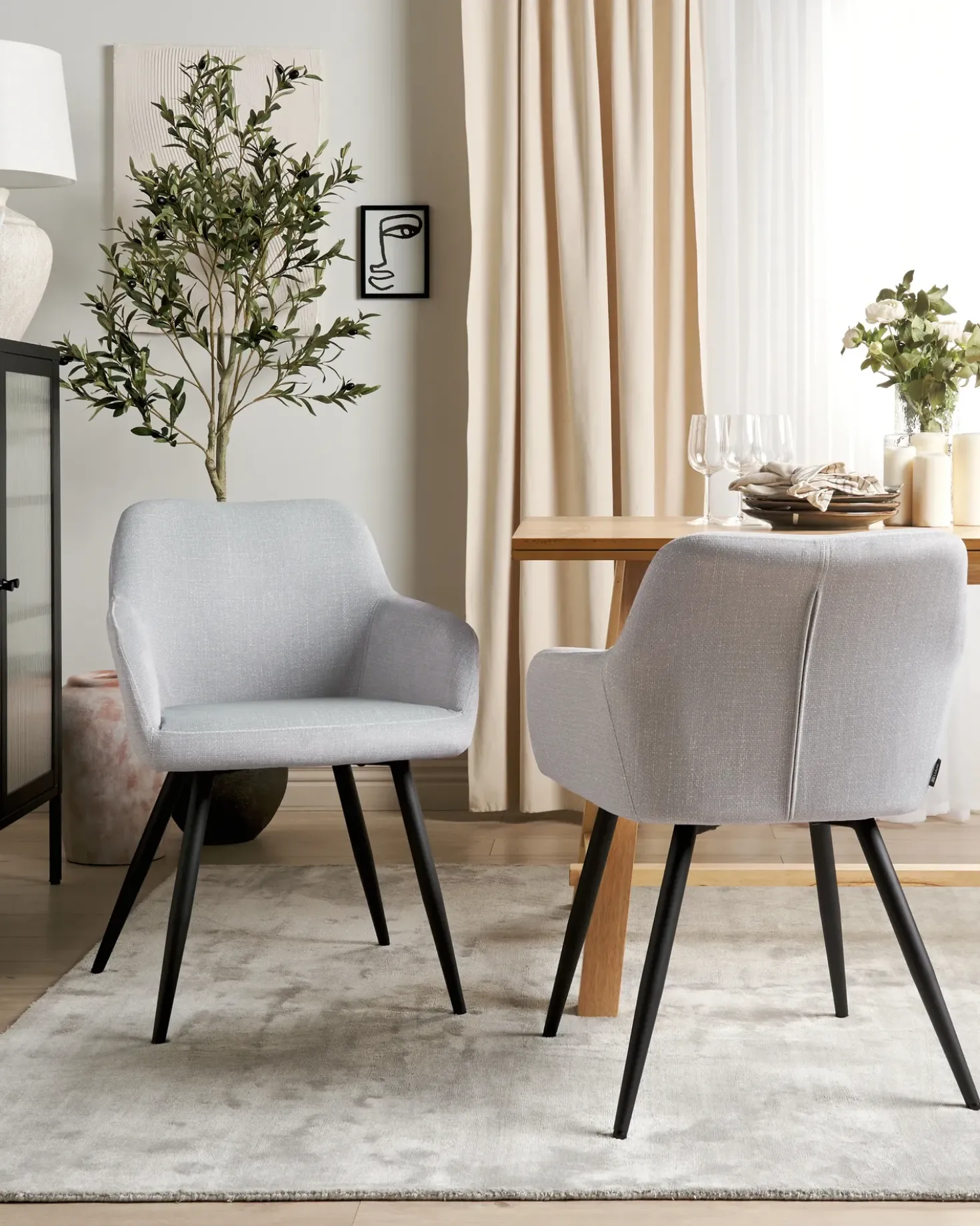 Set di 2 sedie da pranzo CASMALIA Velluto Grigio chiaro