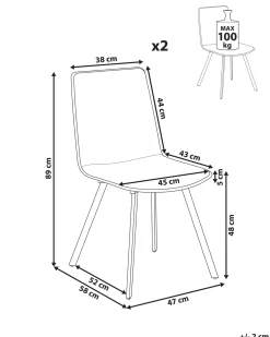 Set di 2 sedie da pranzo CARVER Tessuto Marrone chiaro
