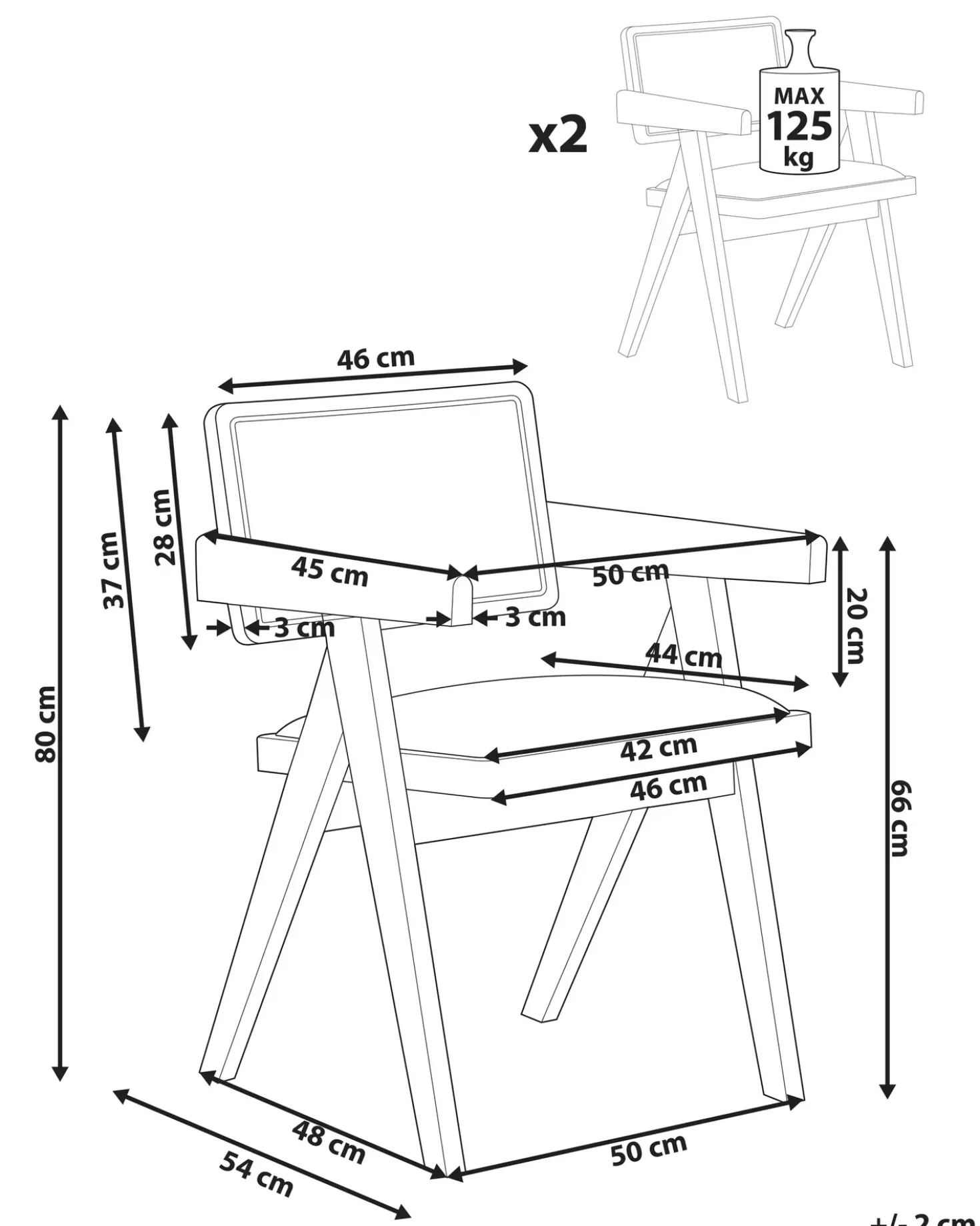 Set di 2 sedie da pranzo CARMODY Legno Marrone chiaro