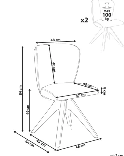 Set di 2 sedie da pranzo COSO Tessuto Beige chiaro