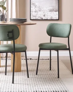 Set di 2 sedie da pranzo CASEY Tessuto Verde scuro