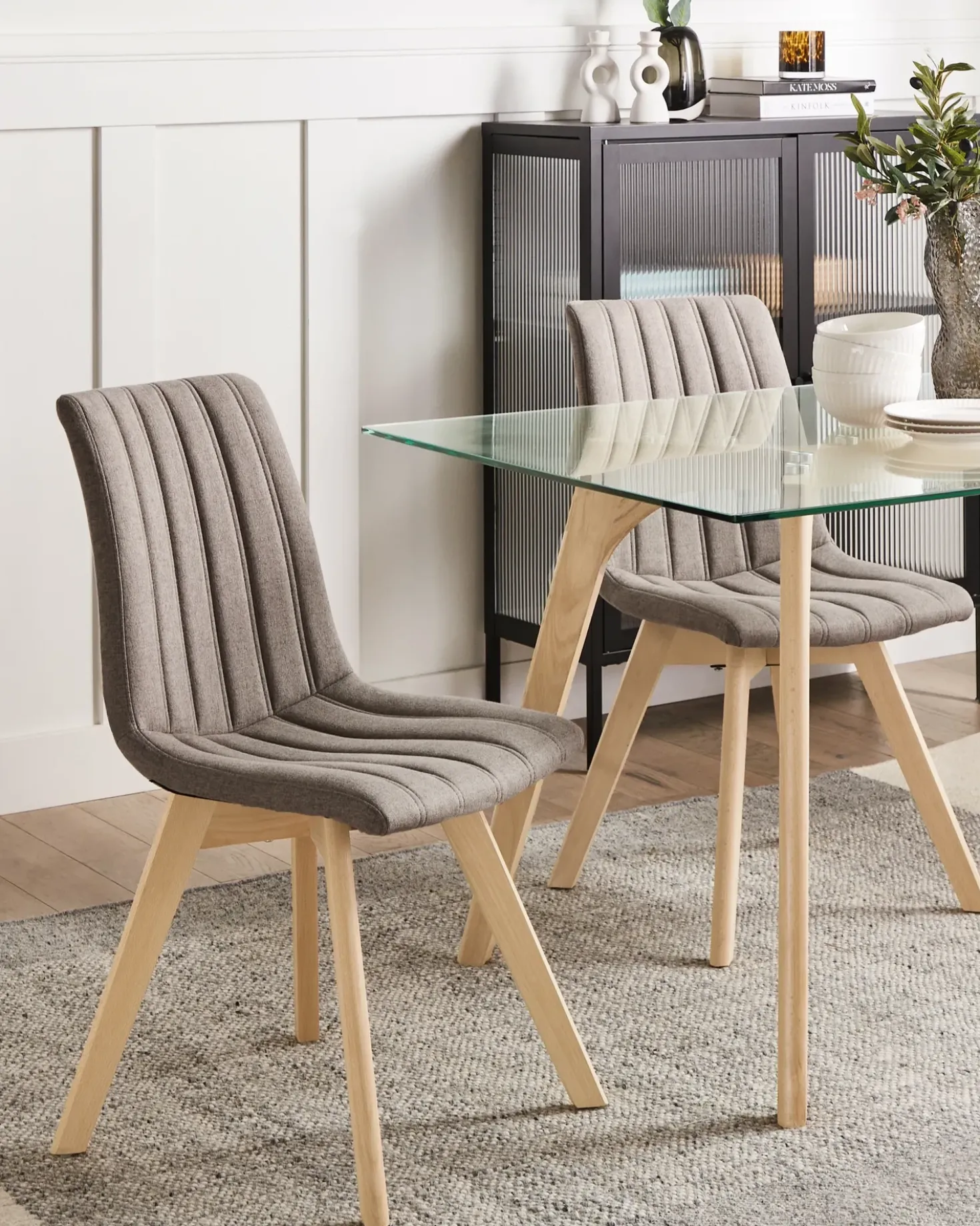 Set di 2 sedie da pranzo CALGARY Tessuto Marrone