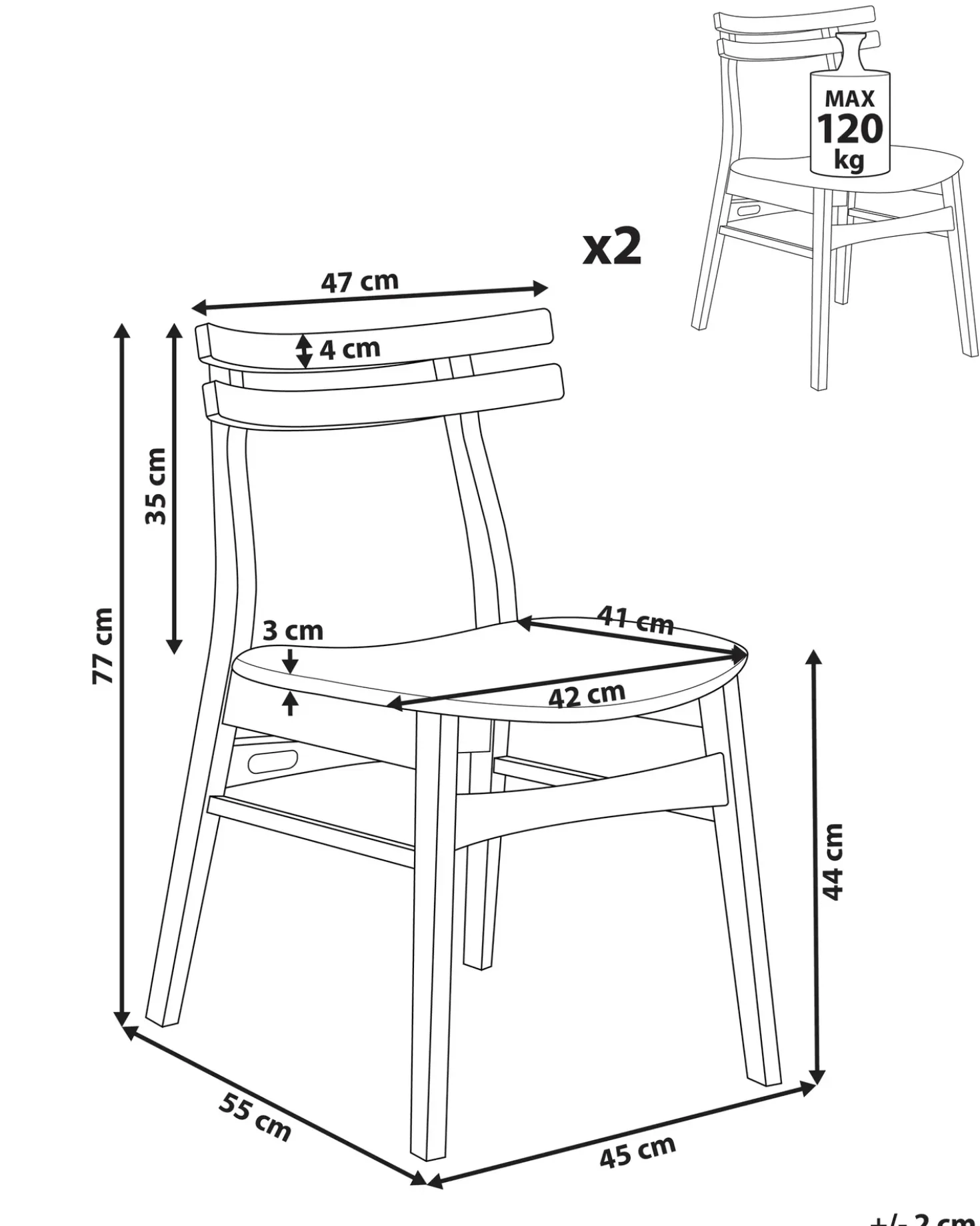 Set di 2 sedie da pranzo CYNTHIANA Legno Marrone/Beige chiaro