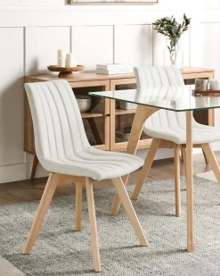 Set di 2 sedie da pranzo CALGARY Tessuto Bianco sporco