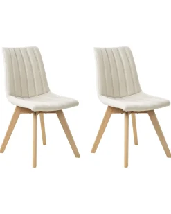 Set di 2 sedie da pranzo CALGARY Tessuto Bianco sporco