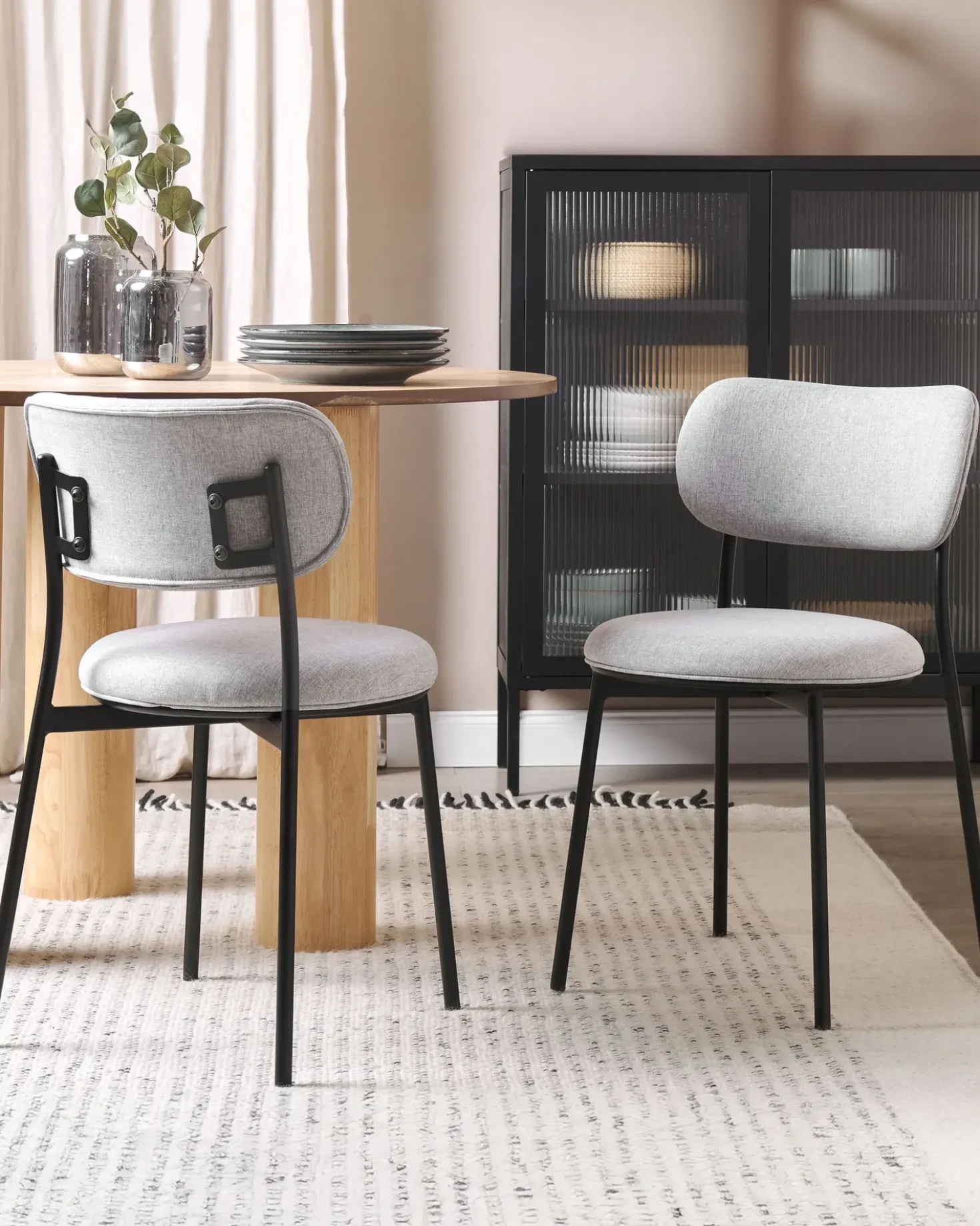 Set di 2 sedie da pranzo CASEY Tessuto Grigio chiaro