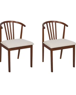 Set di 2 sedie da pranzo CRAIG Legno Marrone scuro/Beige