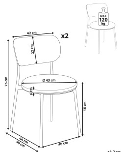 Set di 2 sedie da pranzo CASEY Tessuto Beige chiaro