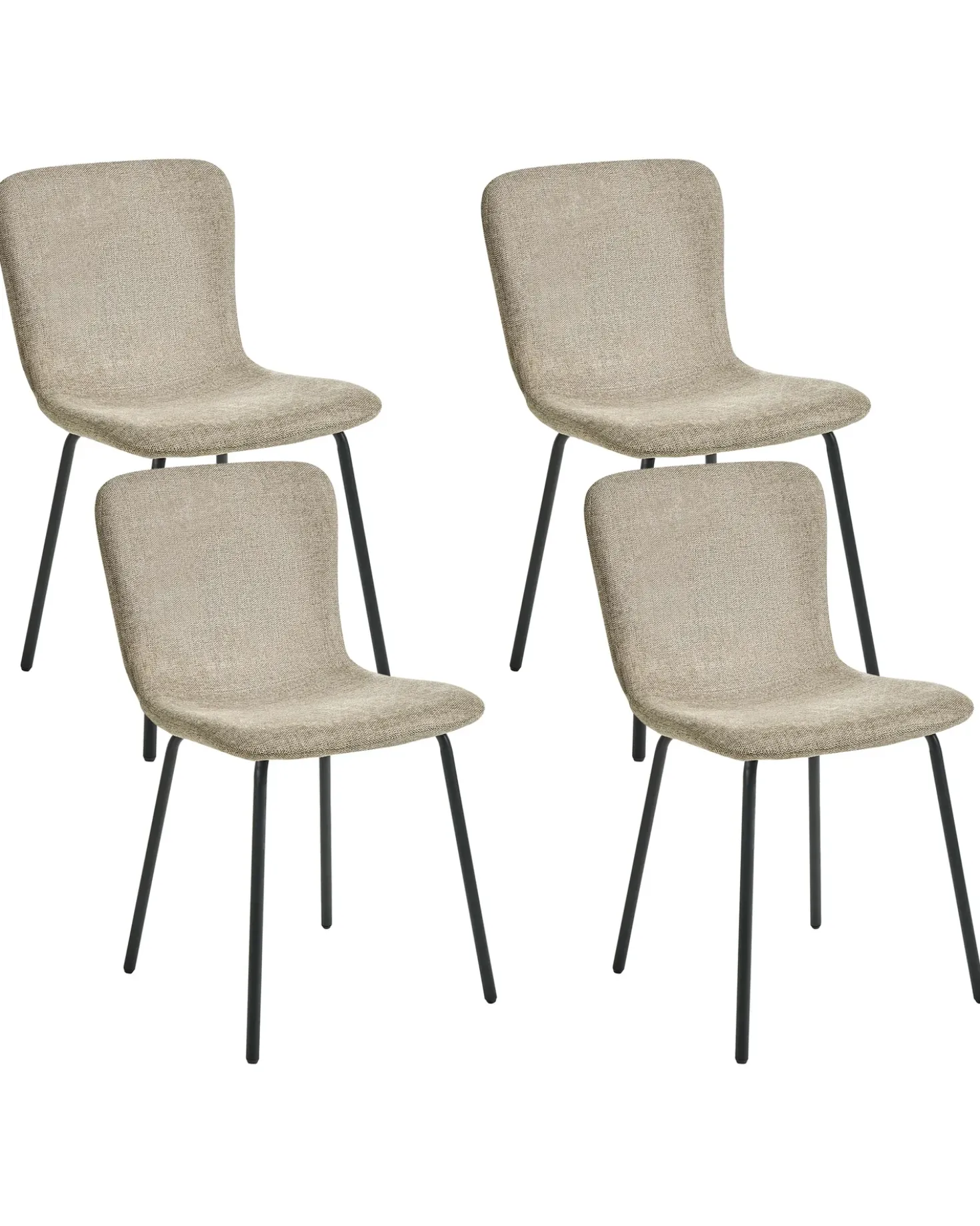 Set di 4 sedie da pranzo CALDWELL Tessuto Beige